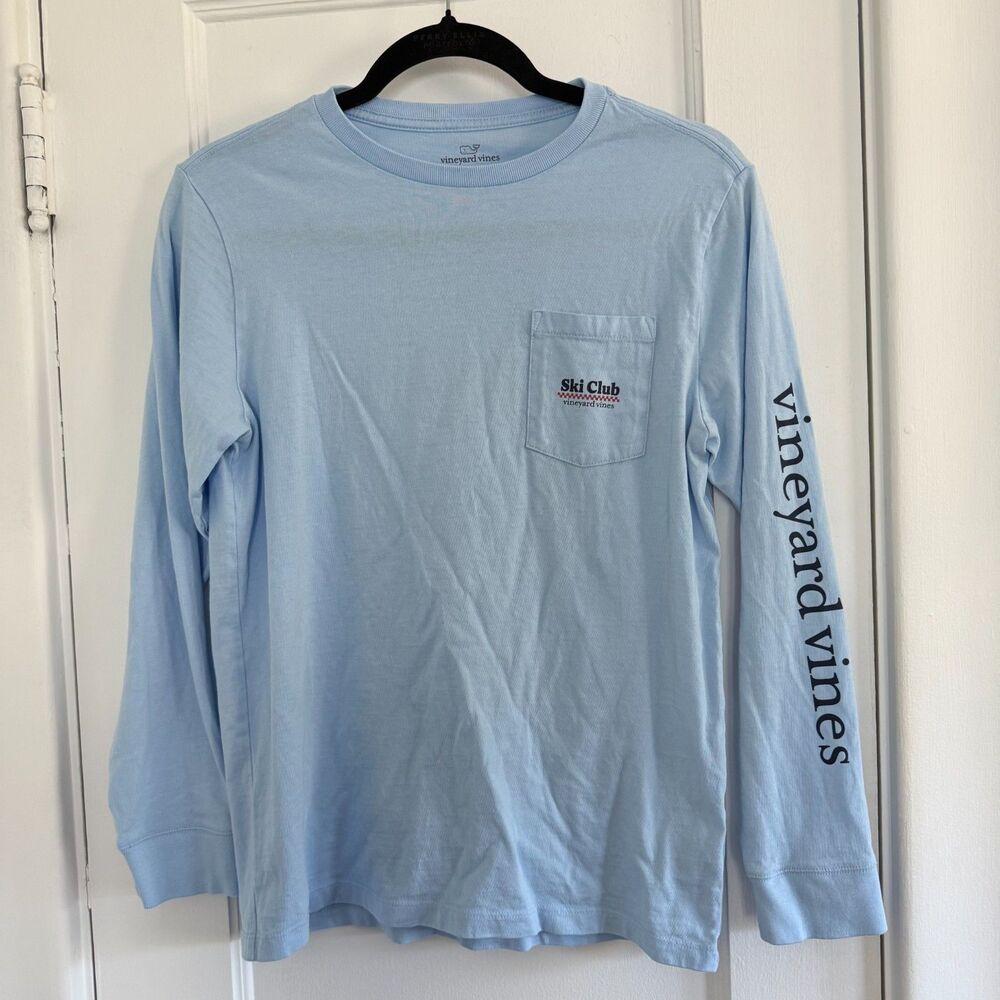 Vineyard Vines Boys' Pizza French Fry Ski Club Long-Sleeve Pocket Tee Size Large
